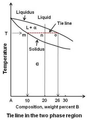 Tie line in the two phase region